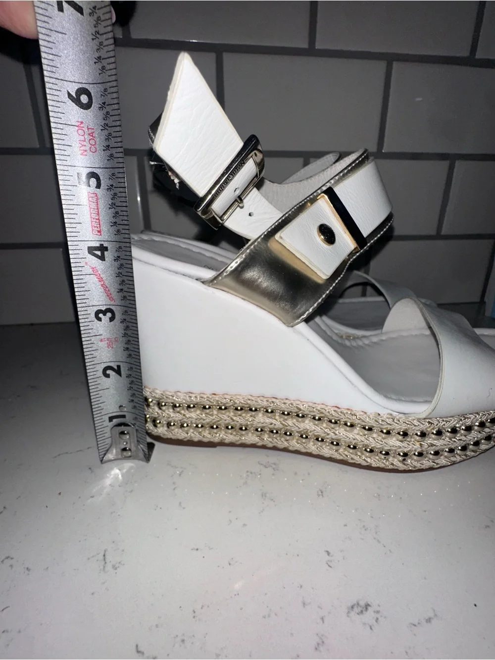Nero Giardini wedge sandals feature a studded espadrille platform Size 37